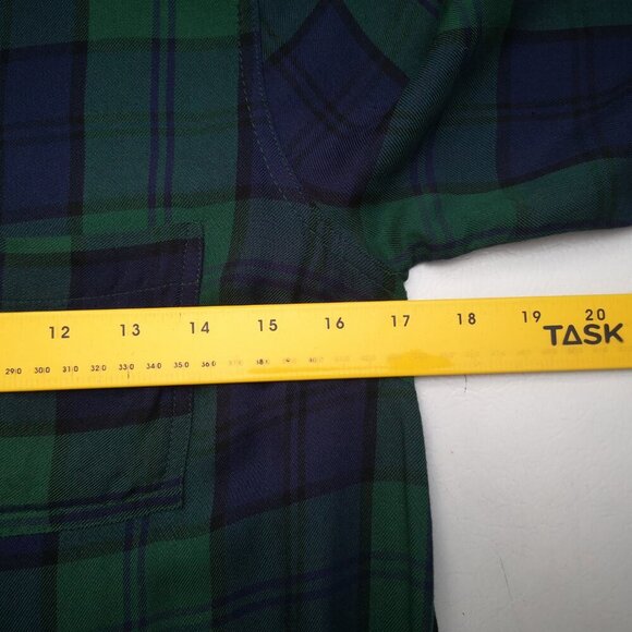 Old Navy Ladies Size XS Navy & Green Plaid Button Front Made in India Dress - Picture 7 of 9